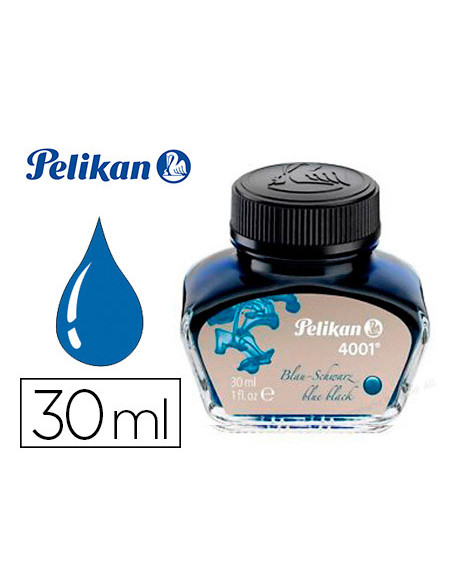 Tinta estilografica pelikan 4001 negro/azul bote 30 ml