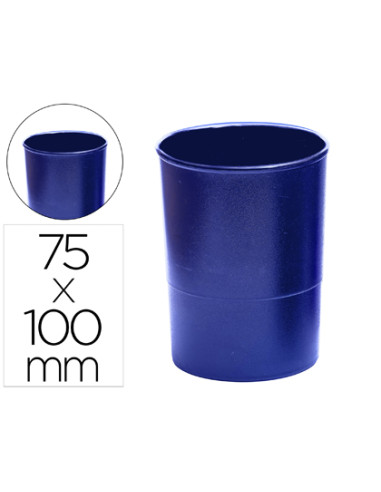 Cubilete portalapices q-connect azul opaco plastico redondo diametro 75 mm alto 100 mm