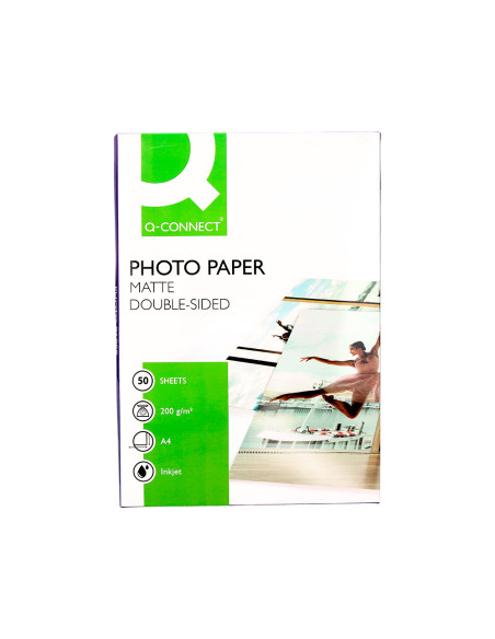 Papel q-connect foto mate doble cara din a4 para fotocopias e impresoras ink- jet bolsa de 50 hojas 220 gr