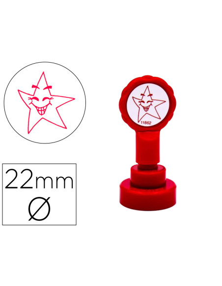 Sello artline emoticono estrella color rojo 22 mm diametro