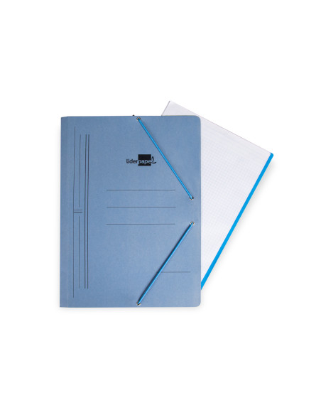 Carpeta liderpapel gomas folio sencilla carton pintado azul