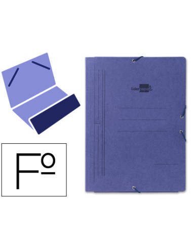 Carpeta liderpapel gomas folio bolsa carton pintado azul