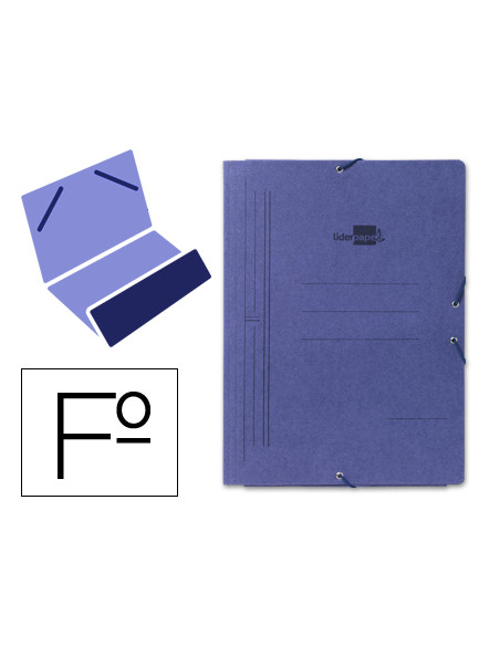 Carpeta liderpapel gomas folio bolsa carton pintado azul