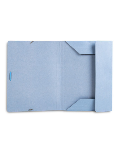 Carpeta liderpapel gomas folio 3 solapas carton pintado azul