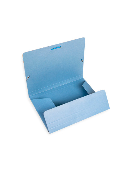 Carpeta liderpapel gomas cuarto 3 solapas carton pintado azul