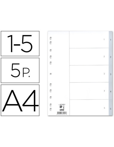 Separador numerico q-connect plastico 1-5 juego de 5 separadores din a4 multitaladro