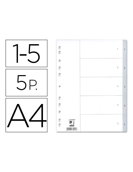 Separador numerico q-connect plastico 1-5 juego de 5 separadores din a4 multitaladro