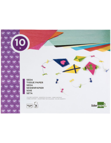 Bloc trabajos manuales liderpapel seda 240x315mm 10 hojas colores surtidos