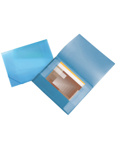 Carpeta liderpapel portadocumentos 44802 solapas polipropileno din a3 azul translucido lomo flexible