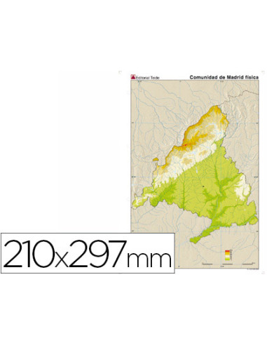 Mapa mudo color din a4 madrid comunidad de madrid fisico