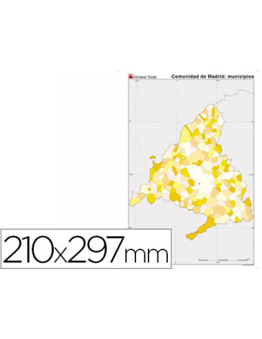 Mapa mudo color din a4 comunidad de madrid politico