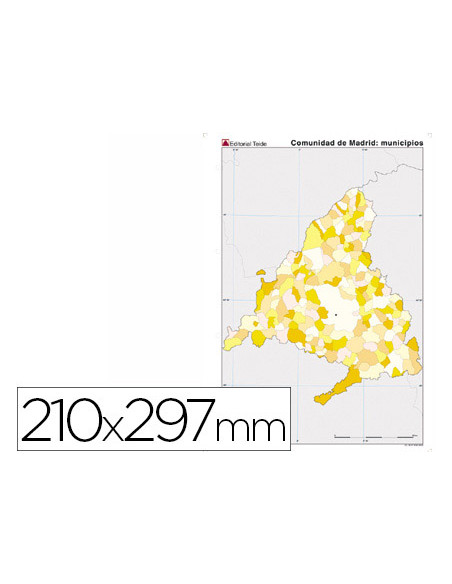 Mapa mudo color din a4 comunidad de madrid politico