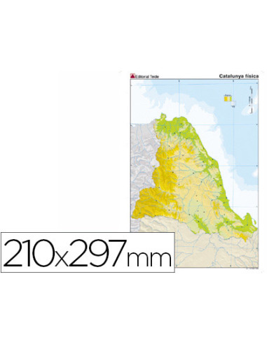 Mapa mudo color din a4 cataluña fisico