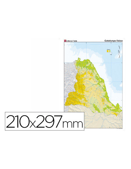 Mapa mudo color din a4 cataluña fisico