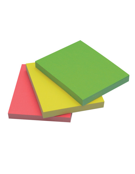 Bloc de notas adhesivas quita y pon q-connect 38x51 mm neon pack de 3 unidades con 50 hojas por color