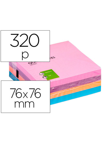 Bloc de notas adhesivas quita y pon q-connect con 320 hojas 76x76mm