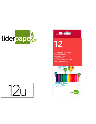 Lapices de colores liderpapel caja de 12 unidades colores surtidos