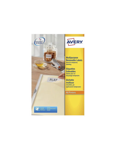 Etiqueta adhesiva avery removible tamaño 25,4x10 mm caja de 4725 unidades