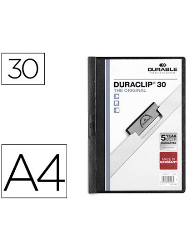 DURABLE CARPETA DOSSIER PINZA DURACLIP 30 NEGRO A4 -25U-