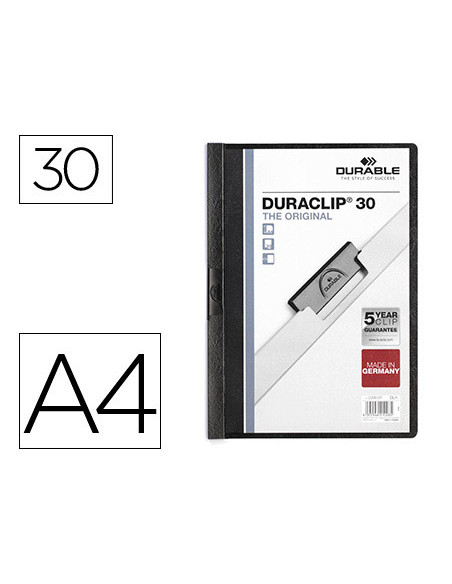 DURABLE CARPETA DOSSIER PINZA DURACLIP 30 NEGRO A4 -25U-