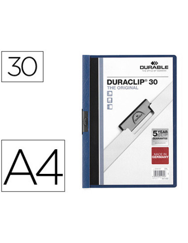 DURABLE CARPETA DOSSIER PINZA DURACLIP 30 AZUL OSCURO A4 -25U-