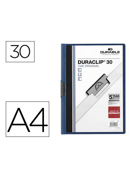 DURABLE CARPETA DOSSIER PINZA DURACLIP 30 AZUL OSCURO A4 -25U-