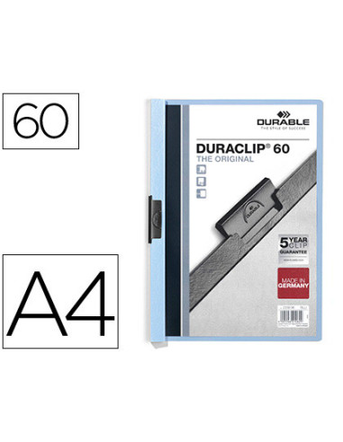 DURABLE CARPETA DOSSIER PINZA DURACLIP 60 AZUL CLARO A4 -25U-