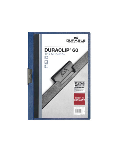 DURABLE CARPETA DOSSIER A4 PINZA DURACLIP 60 AZUL OSCURO -25U-