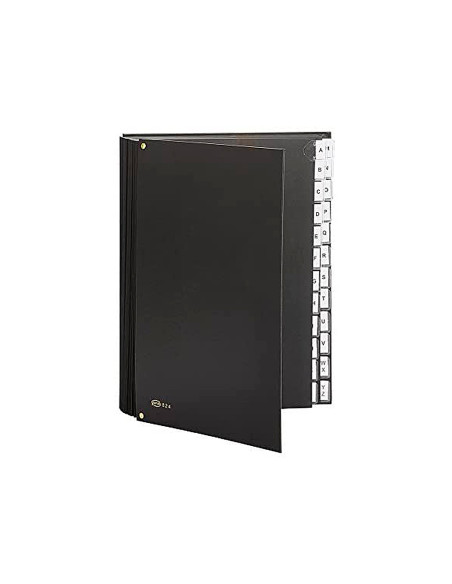 Carpeta clasificadora fuelle pardo carton compacto folio 24 departamentos visor doble personalizables color negro