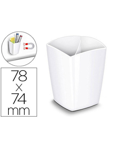 Cubilete portalapices cep blanco opaco plastico magnetico 78x74x95 mm