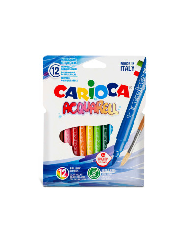 Rotulador carioca aquarelle punta de pincel caja de 12 colores surtidos