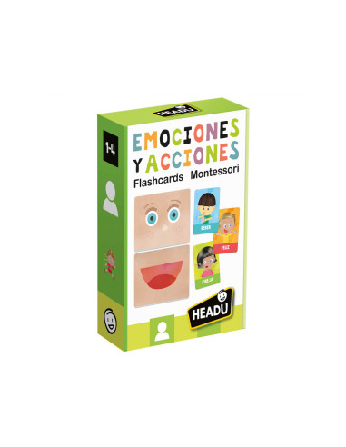 HEADU FLASHCARDS EMOCIONES Y ACCIONES MONTESSORI TARJETAS TÁCTILES DE MULTIACTIVIDAD 1-4 AÑOS