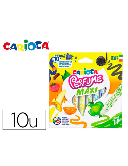 Rotulador carioca perfumado punta maxi lavable caja de 10 unidades colores surtidos