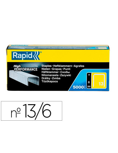 Grapas rapid 13/6 mm galvanizada caja de 5000 unidades