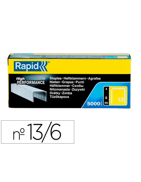 Grapas rapid 13/6 mm galvanizada caja de 5000 unidades