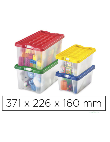 Caja multiusos faibo transparente con asas y tapa colores capacidad 9,2 l 371x226x160 mm