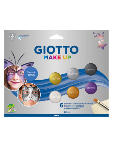 Set giotto make up pintura facial 6 botes 5 ml colores metalicos