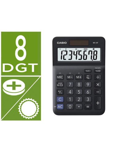 CASIO CALCULADORA DE OFICINA SOBREMESA NEGRO 8 DÍGITOS MS-8F