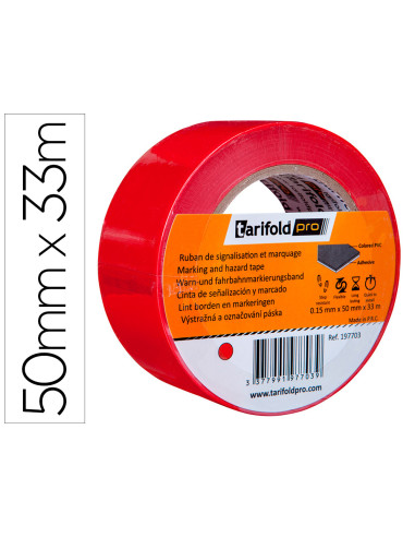 Cinta adhesiva tarifold para marcaje y señalizacion de suelo 33 mt x 50 mm color rojo