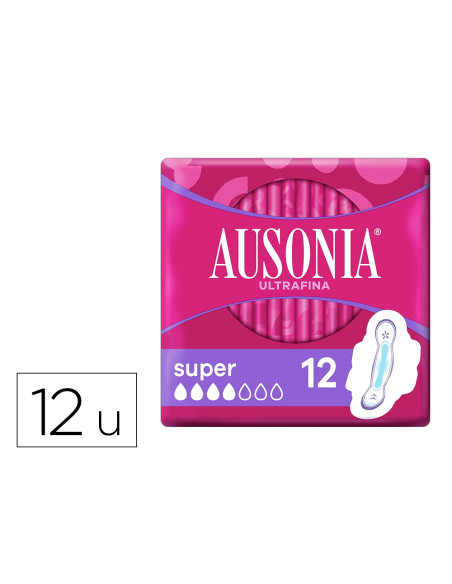 Compresa ausonia ultrafina super con alas caja de 12 unidades