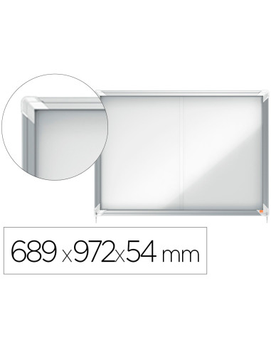 Vitrina de anuncios nobo premium plus magnetica con puerta corredera 8 x din a4 689x972x54 mm