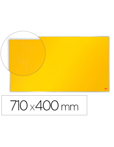 Tablero de anuncios nobo impression pro fieltro amarillo formato panoramico 32 710x400 mm