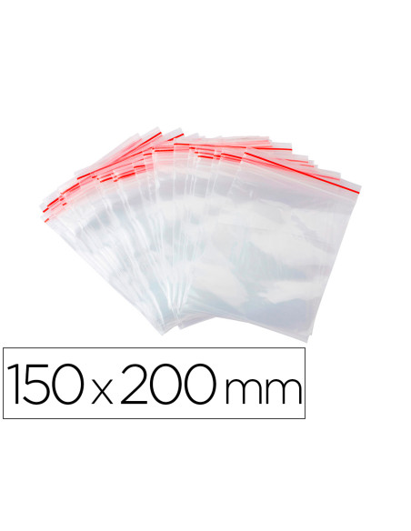 Bolsa plastico autocierre q-connect 150x200 mm paquete de 100 unidades