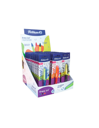 Expositor pelikan sobremesa erase 2.0 contenido 60 rollers colores surtidos y 36 recambios colores surtidos