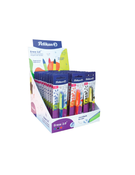 Expositor pelikan sobremesa erase 2.0 contenido 60 rollers colores surtidos y 36 recambios colores surtidos