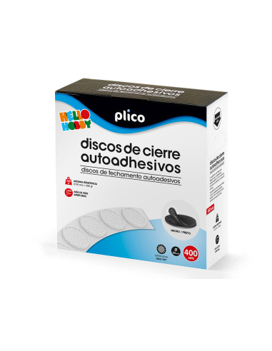 Disco de cierre plico velcro autoadhesivo 20 mm diametro color negro caja de 400 unidades