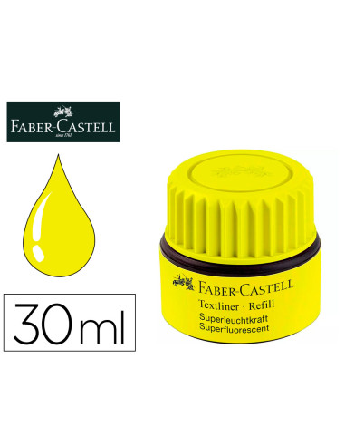 Tinta rotulador faber castell textliner fluorescente 1549 con sistema capilar color amarillo bote 30 ml