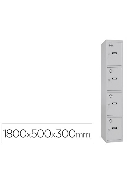 SIMONRACK CASILLERO METÁLICO SIMONLOCKER 4P MONOBLOQUE 180X50X30CM GRIS