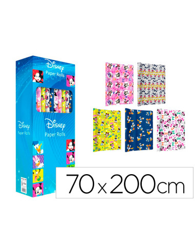 Papel de regalo basika disney rollo ancho 70 cm longitud 2 mt diseños surtidos