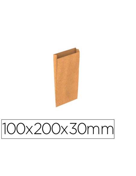 Sobre papel basika kraft natural liso con fuelle xxs 100x200x30 mm paquete de 25 unidades